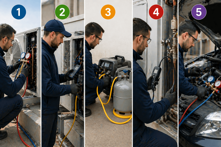 comparatif des catégories 1 à 5 de l’attestation d’aptitude selon les différents métiers et interventions en climatisation et fluides frigorigènes